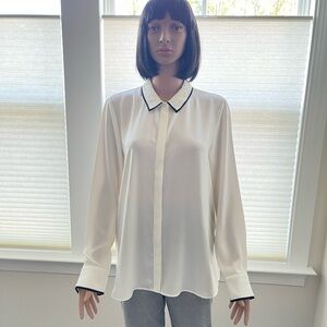 H&M Cream Button Down Shirt with Peter Pan Collar